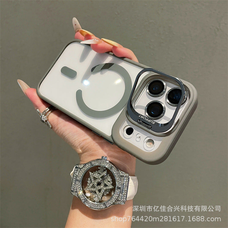 Apple 17promax lens holder magnetic phone case suitable for iphone16 with lens film 15 anti-fall case