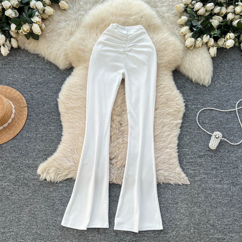K-stylehigh waist pleated casual pants straight-leg pants for women springnew arrivalwork clothing silmslimming look to show leg lengtheasiest for matchpants
