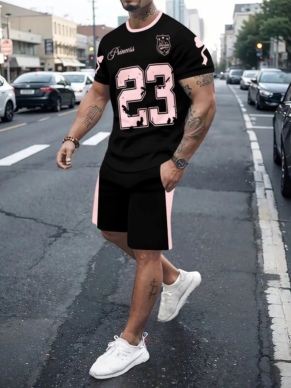 Men's casual sports set - short sleeve & shorts - summer hot seller - cross-border fashion - two-piece leisure outfit