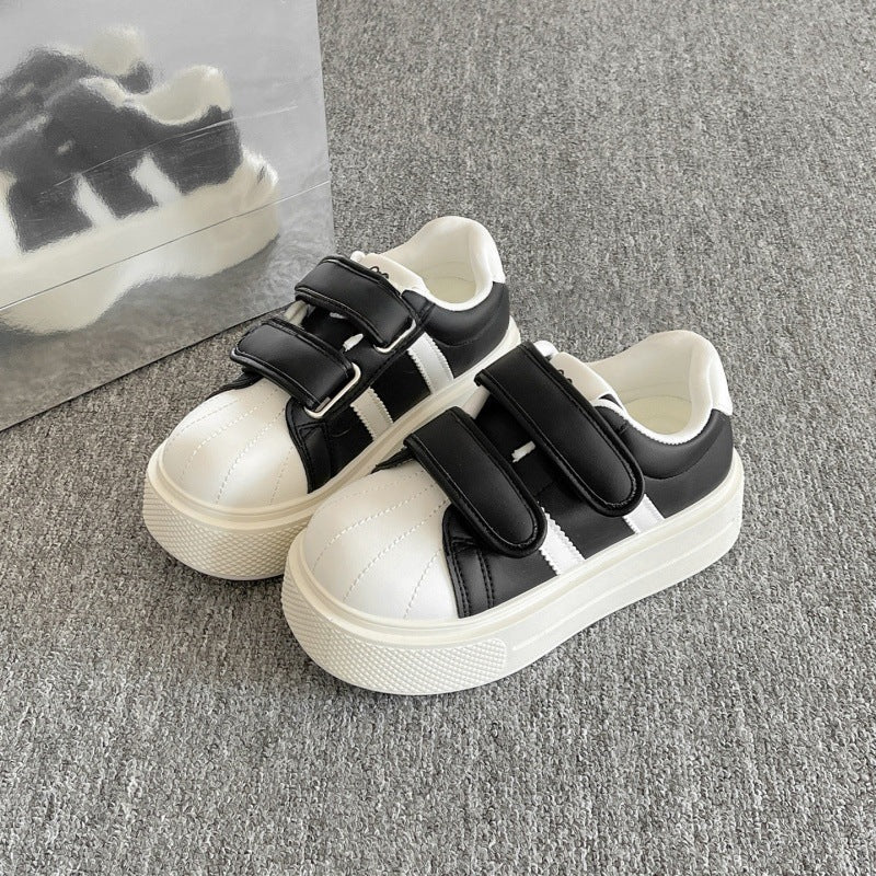 Campus style korean velcro thick sole shoes for women 2026 new arrivalspring sneakers white shoes student bread shoes for women