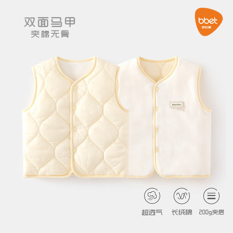 Babylon baby vest belly vest baby reversible autumn and winter style quilted kids vest vest imitation down
