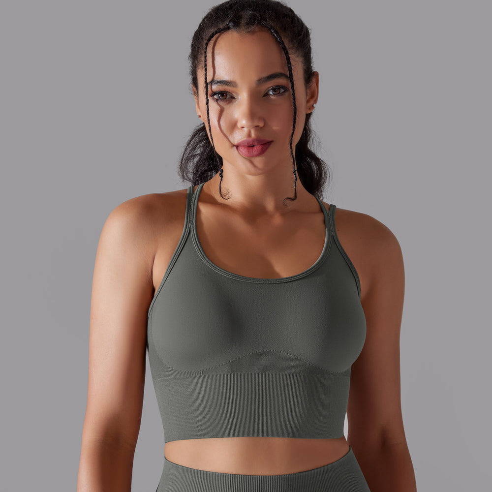 European and american new sexy backless sports bra for women, shockproof push-up yoga bra, quick-drying breathable fitness tank top