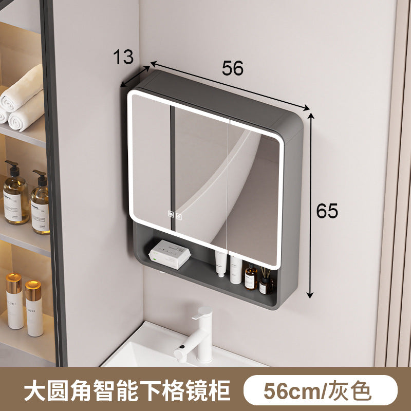 Honeycomb aluminum arc bathroom mirror cabinet lighting locker toilet wall-mounted mirror with vanity mirror smart mirror case