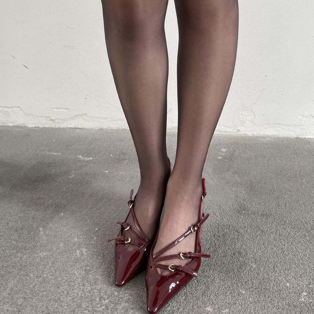 2026 summer european and american style patent leather stiletto peep-toe sandals women's single strap cat heel pointed toe back strap high heels