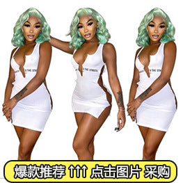 S390376 dress Cross-border women's clothing independent station Ebay  European and American alphabet vest printing, dress