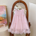Girls' sleeveless 3d bow mesh dress - princess style summer dress for baby girls and toddlers - sweet and adorable
