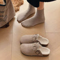 Fleece-lined boken shoes for women 2025new arrivalwinter outdoor heattech fur shoes thick solenon-slip toe cotton slippers wholesale