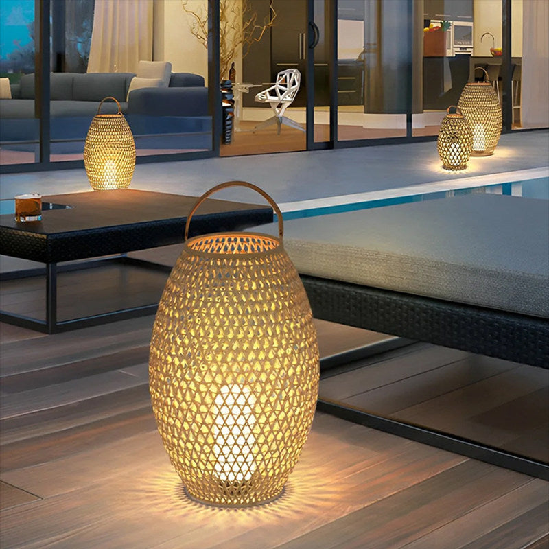 Outdoor waterproof woven floor lamp solar lawn light patio light villa courtyard light garden ambiance portable lamp