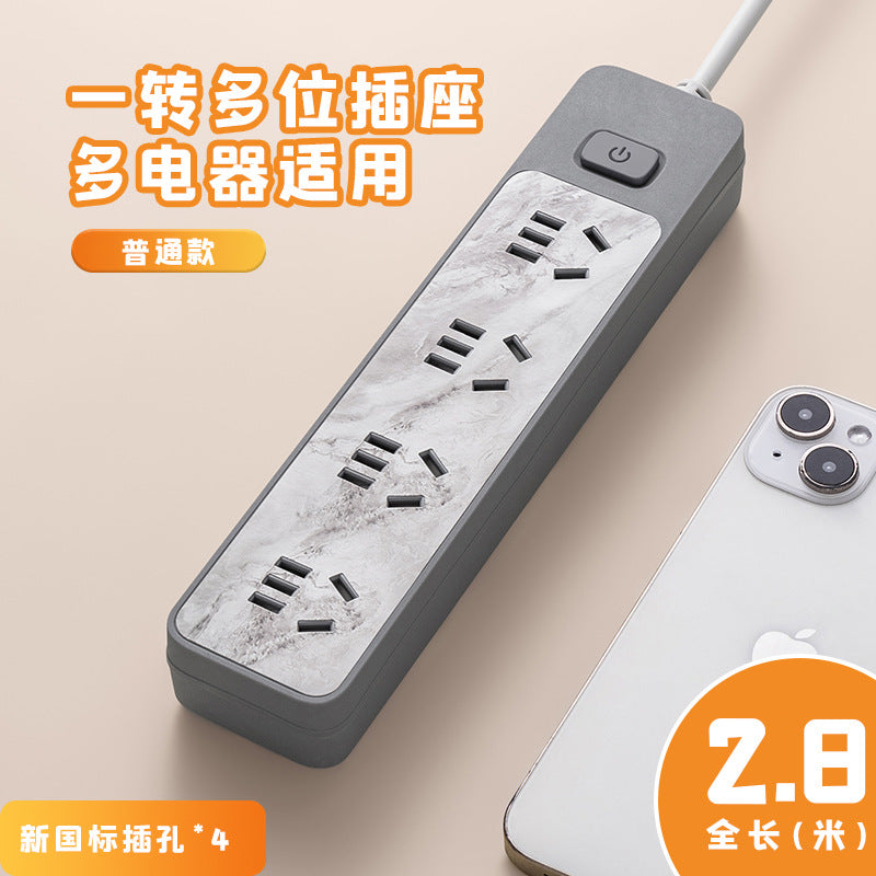 Custom pattern marble socket panel multi-outlet power strip with usb charging, 10a, corded, multiple outlets