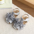 Girls' mori-style sweet floral hollow-out closed-toe sandals,  summer new soft sole princess shoes, non-slip beach sandals