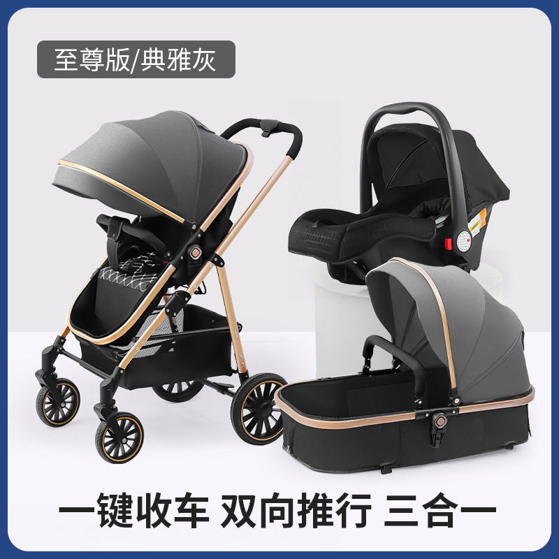 Baby stroller can sit or lie down, lightweight high-view stroller can be reversed for 0-3 years old baby summer stroller umbrella stroller