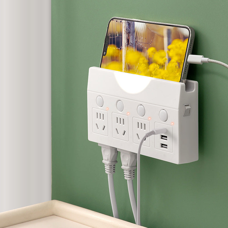 New arrival bedside socket converter smart usb socket plug pure copper one to multi-slot multi-function socket night light
