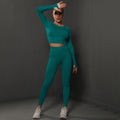 New solid color knitted peach lift tight yoga leggings set - seamless fitness activewear for women, perfect for running and yoga