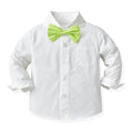 Boys' autumn outfit set - new foreign trade style, korean fashion for mid-to-large children, cotton white shirt & neon green overalls, trendy kids' clothing
