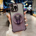 New 17 apple 16 butterfly glitter stand magnetic phone case, four-corner drop protection iphone 15 cover, compatible with iphone 13