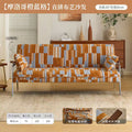 Nordic japanese style solid wood leather sofa - compact, creative, minimalist design for living room or bedroom - available in 3-seater and 2-seater options - natural wood aesthetic