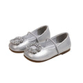 Girls' leather shoes - new spring collection: stylish square-toe ballet flats with rhinestone detail, slip-on design, and non-slip sole