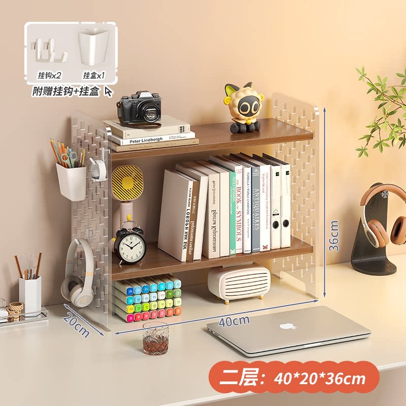Acrylic desktop organizer, office desk pegboard, computer desk bookshelf, multi-tier storage rack with dividers