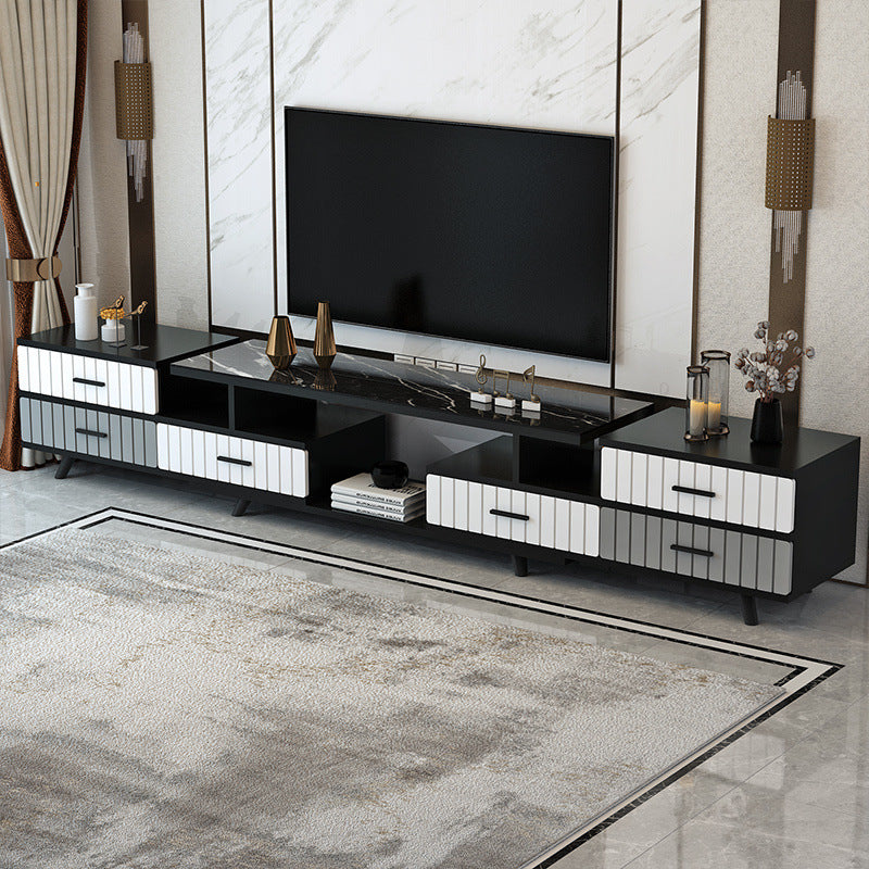Tempered glass extendable tv stand & coffee table set - minimalist modern european style for small apartments - home living room tv cabinet