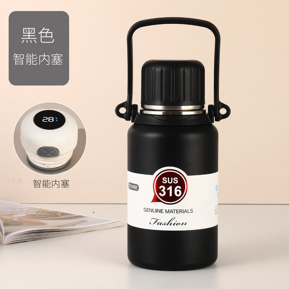 316 stainless steel tumbler with temperature display - keeps drinks hot or cold, ideal for outdoor sports. large capacity, portable water bottle with custom engraving available