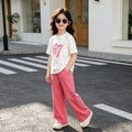 Girls'  summer new arrival: trendy two-piece set - fashionable activewear outfit for girls, featuring a short-sleeve top and casual pants