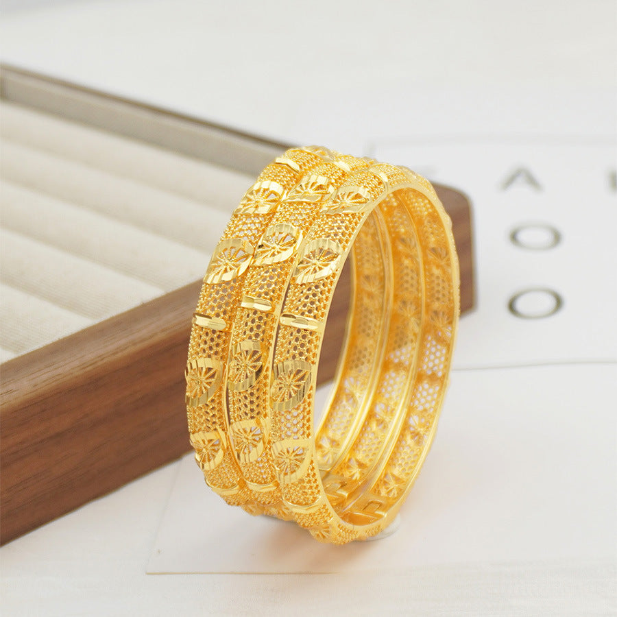 Middle eastern women's openwork floral design bangle, matching sister bracelets perfect for everyday wear and party gifts