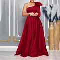 C8613exportfashion summer new arrivalelegantfashion oblique shoulder bow banquet dress long skirt african dress
