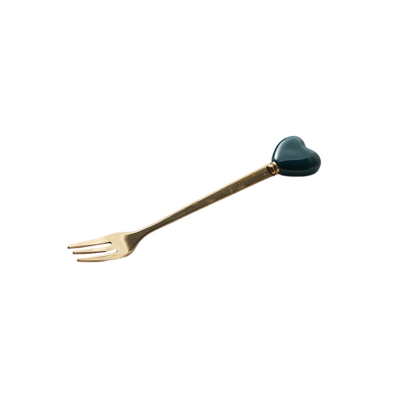 Luxury ceramic spoon stainless steel coffee spoon afternoon tea cake dessert spoon cross-border high-value small fork soup spoon