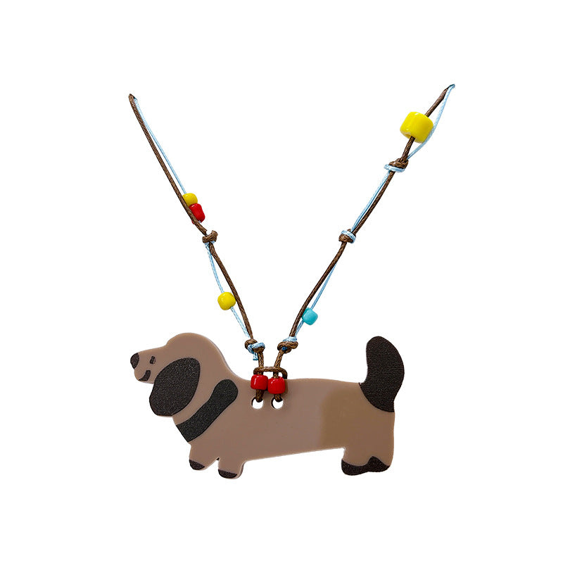 Cute puppy pendant necklace, perfect for summer. a colorful dopamine necklace, long enough to wear with hoodies or as a skirt accessory