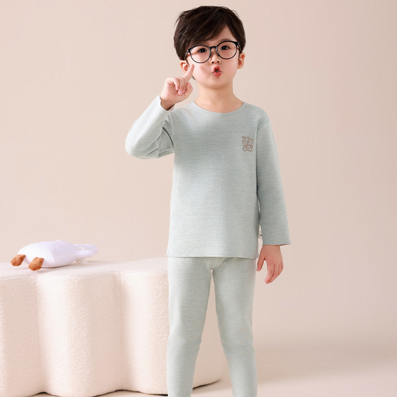 Kids silk cashmere boneless autumn clothes and long johns boys and girls home clothes baby heattechintimatessuit type a wholesale