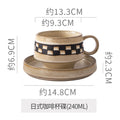 Japanese-style aesthetic ceramic cup and saucer set - rustic pottery coffee cup and saucer - creative handmade gift - funnel cup - afternoon tea cup
