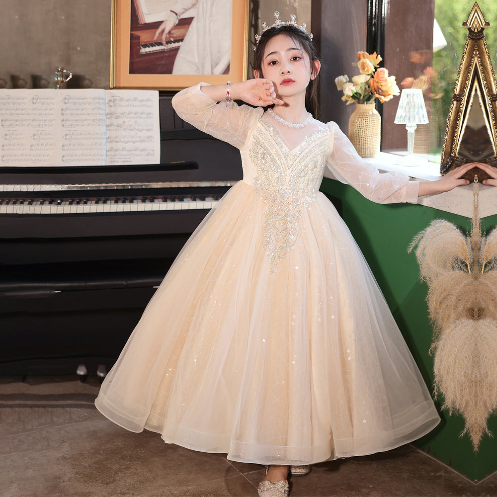 Girls' dresses wedding dresses piano performance flower girl dresses hostess dresses little girls' princess birthday performance outfits new