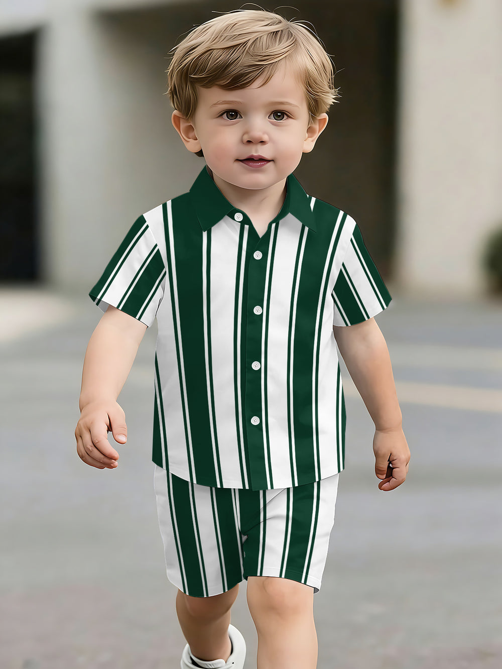 hot-selling children's short-sleeved shirt set, casual shirt set, summer simple stripes, dropshipping available