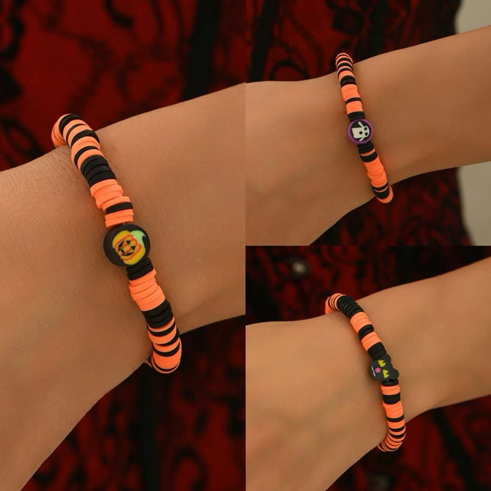 Halloween polymer clay bracelet wholesale fashion cross-border jewelry new funny dark style ghost skull handmade bracelet