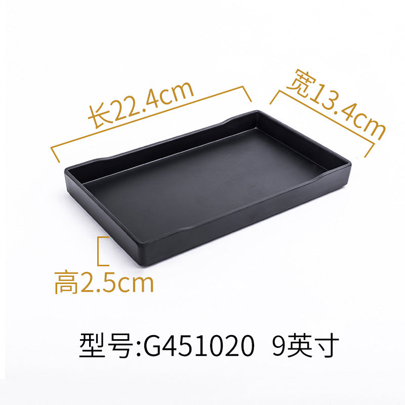 Melamine black tableware plastic dish imitation porcelain dinner plate cold dish plate barbecue hot pot plate barbecue restaurant plate commercial