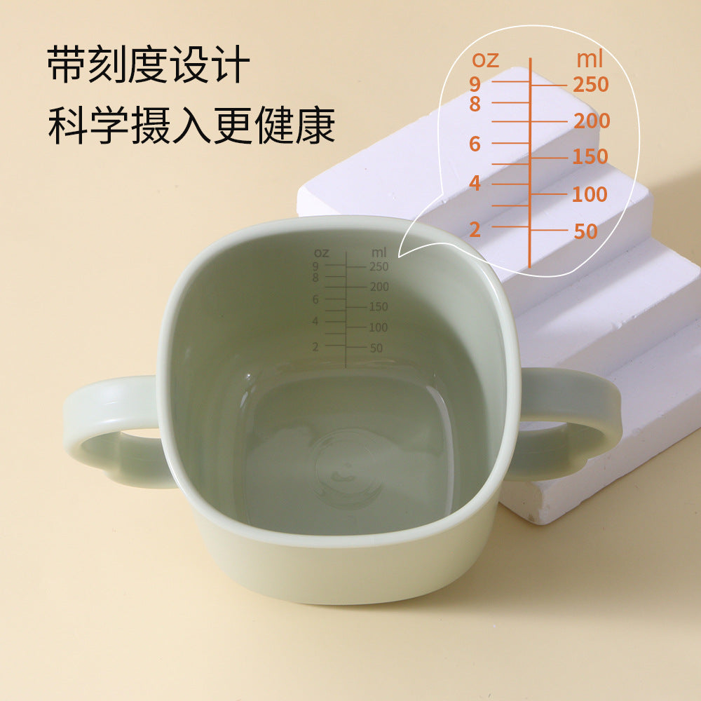 Baby milk cup with handle kids water cup straw cup learning cup scale cup anti-fall maternal and infant products wholesale