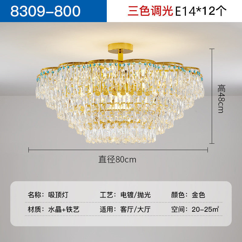French light luxury bedroom chandelier living room lamp modern crystal lamp high-end luxury villa dining room lamp Zhongshan lighting