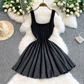 2025new arrivalelegantelegance vertical stripes waist slimming look suspender dress light mature style knitting large hem short skirt for women