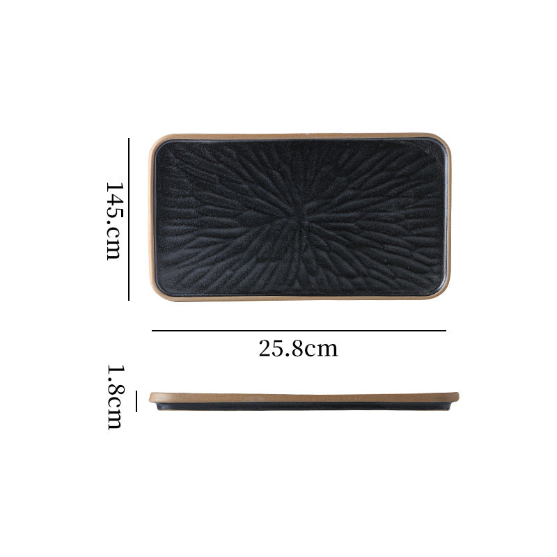 Japanese-style ceramic creative retro rectangular flat plate fish plate restaurant home hotel unique serving plate dessert plate square plate