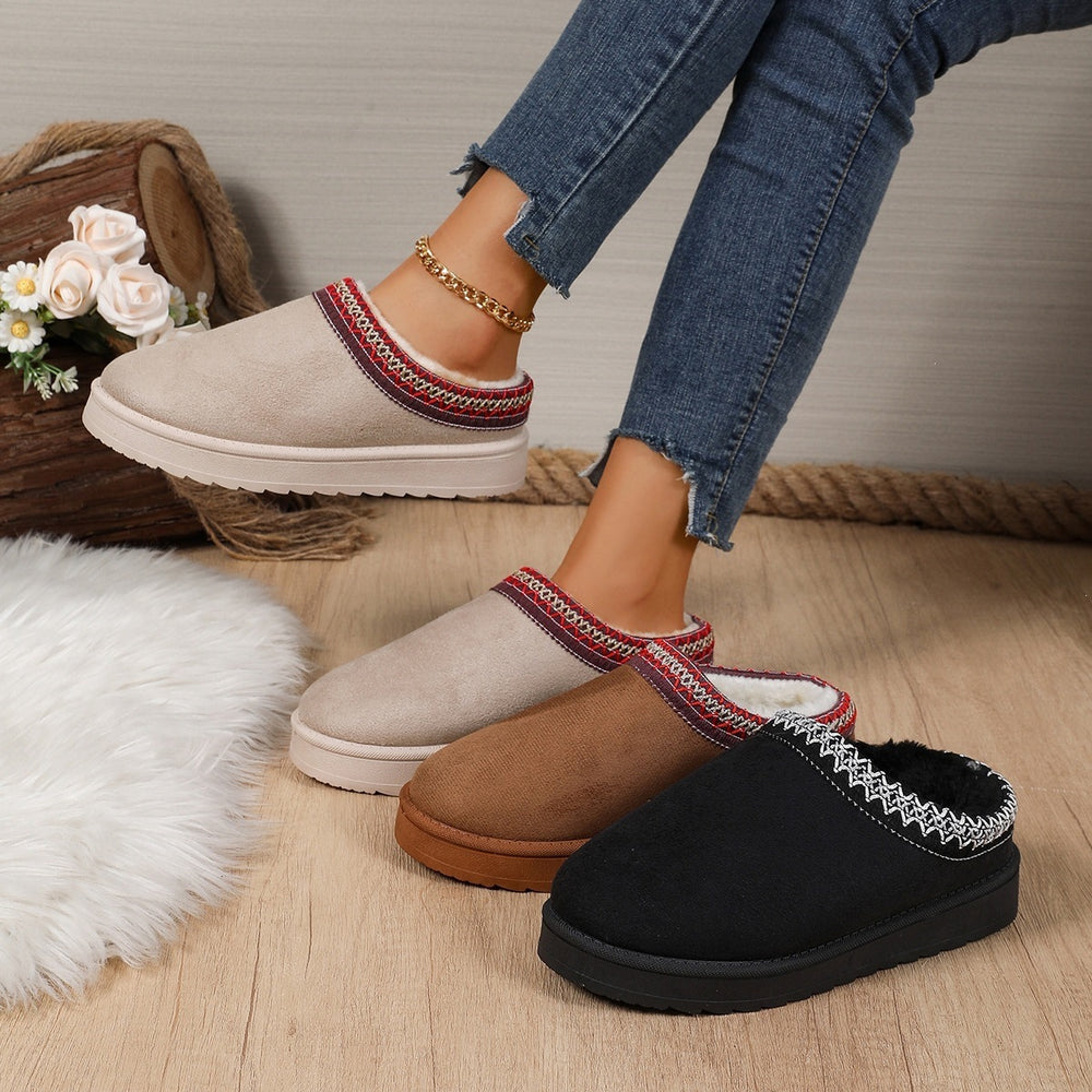 44exportplus size cotton slippers for women outwear lacethick sole lazy slippers winterfleece-lined toe slippers