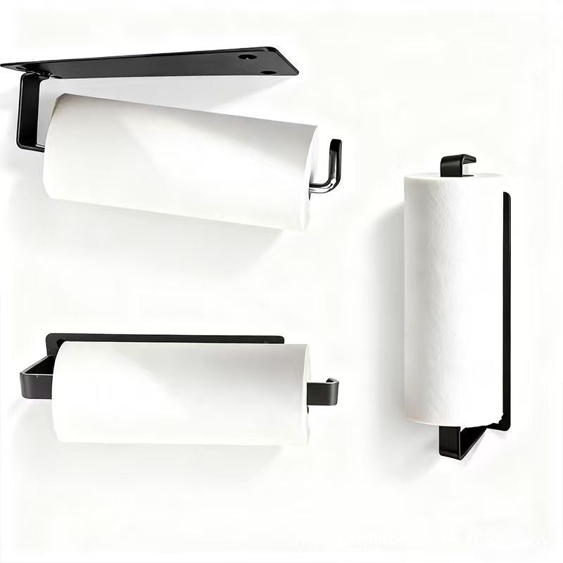 Kitchen paper towel holder, paper hanging shelf, plastic wrap storage roll paper special hook, no punching, lazy rag hanging rod