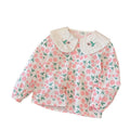 spring/autumn new arrival: pure cotton long-sleeve shirt for girls - sweet and stylish baby girl's doll shirt with turn-down collar