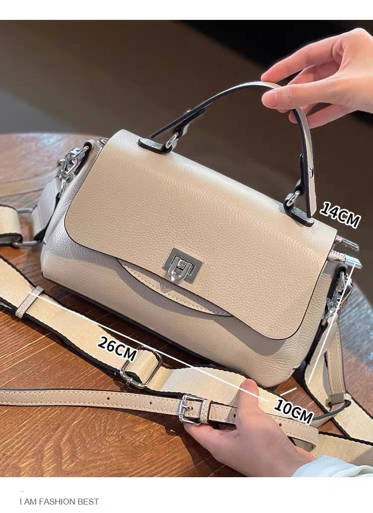Top-grain leather women's 2024 fall/winter new arrival handbag, genuine leather women's bag, shoulder bag, crossbody bag, large capacity