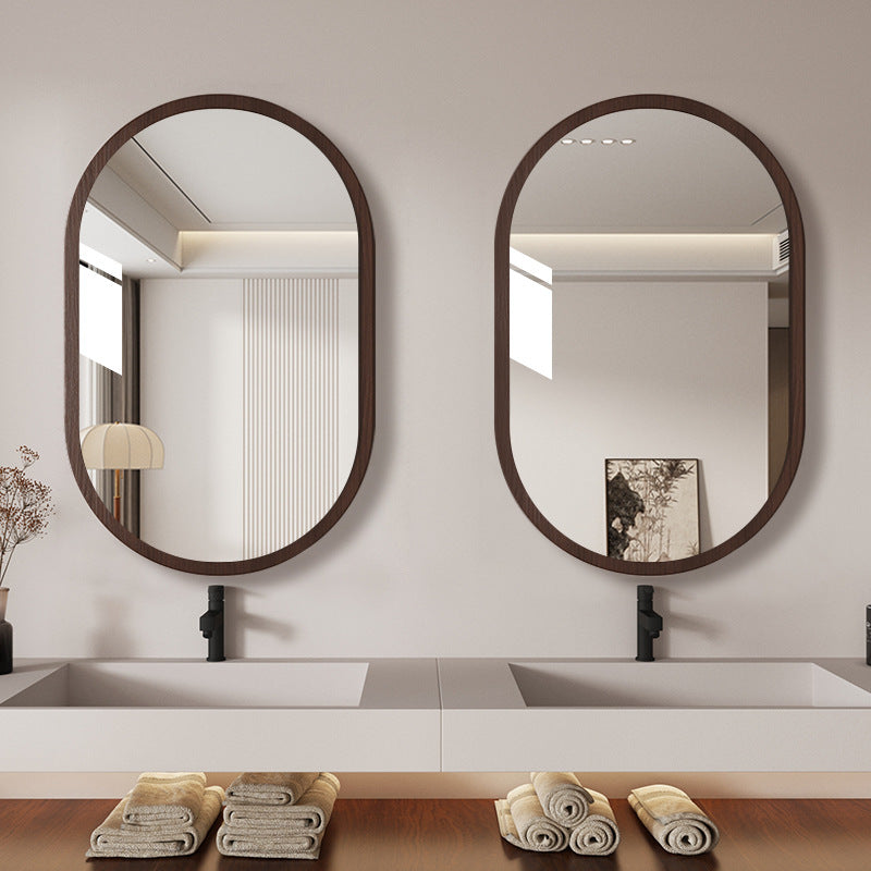Retro bathroom mirror wall self-adhesive toilet washstand medieval makeup mirror non-punching half-body mirror wall-mounted