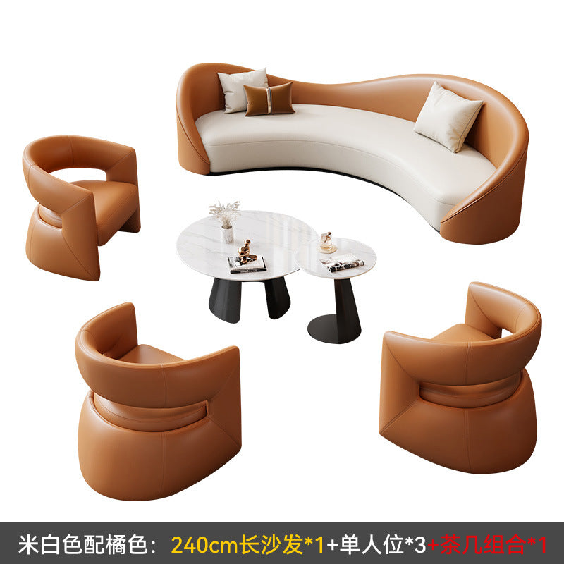 Sales office negotiation sofa hotel lobby rest area single sofa beauty salon reception coffee table combination