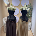 Fashion cross-border women's clothing  summer new sexyeleganttube top fungus edge pleated long suspender dress