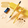 Giraffe ear cleaning kit - lighted ear spoon, safe & visible earwax removal tool for kids, includes tweezers