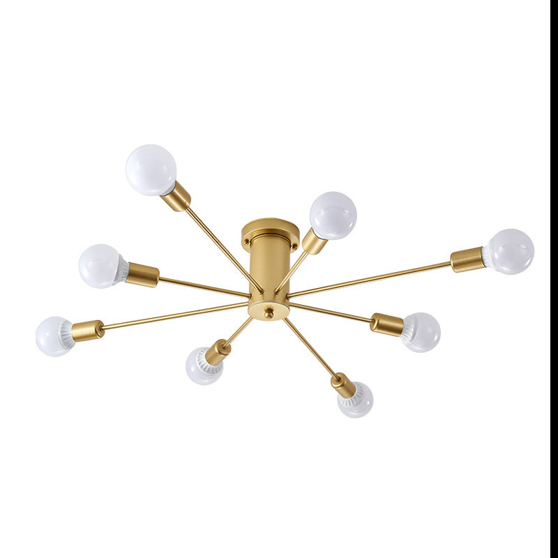 wholesale creative bedroom multi-head ceiling lamp scandinaviancasual iron art dining room living room study golden ceiling lamp