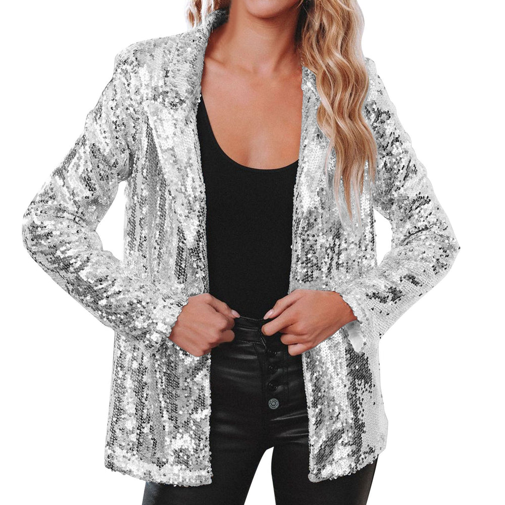 Aliexpress  european and american women casual sequin tops multi-color sequinlong sleeveselegant suit outwearins
