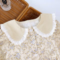 Kids' spring/autumn dress: new cross-border style for girls - chic lace collar, floral print, long sleeve dress, korean style skirt